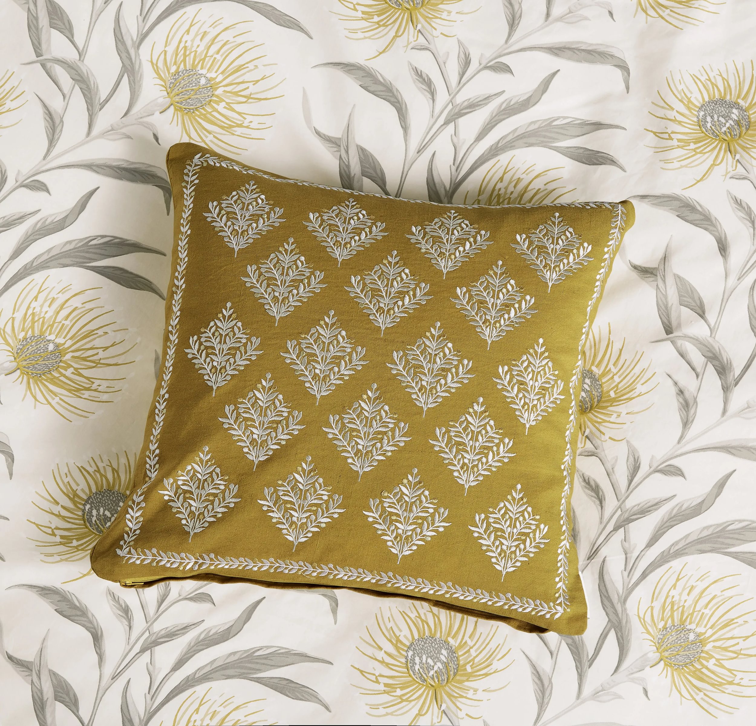 Catherinae Cushion By Sanderson X National Trust In Hay Yellow